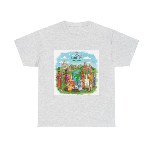 Earth Day 2025 India - Unisex Heavy Cotton Tee - Eco-Friendly Graphic Tee for Environmental Activists