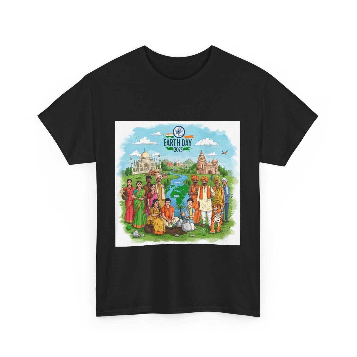 Earth Day 2025 India - Unisex Heavy Cotton Tee - Eco-Friendly Graphic Tee for Environmental Activists