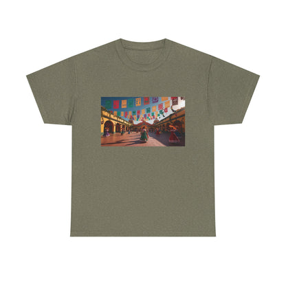 Colorful Market Scene Unisex Heavy Cotton Tee
