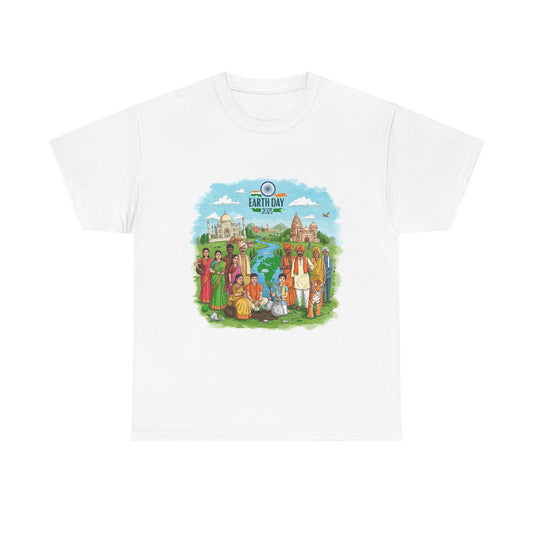Earth Day 2025 India - Unisex Heavy Cotton Tee - Eco-Friendly Graphic Tee for Environmental Activists
