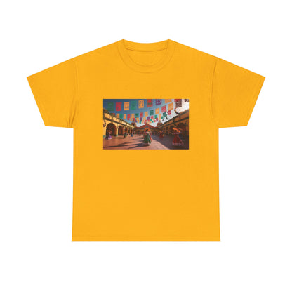 Colorful Market Scene Unisex Heavy Cotton Tee