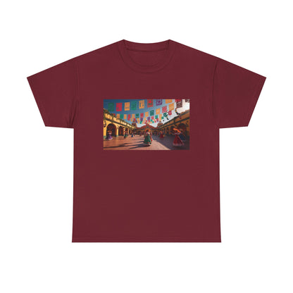 Colorful Market Scene Unisex Heavy Cotton Tee