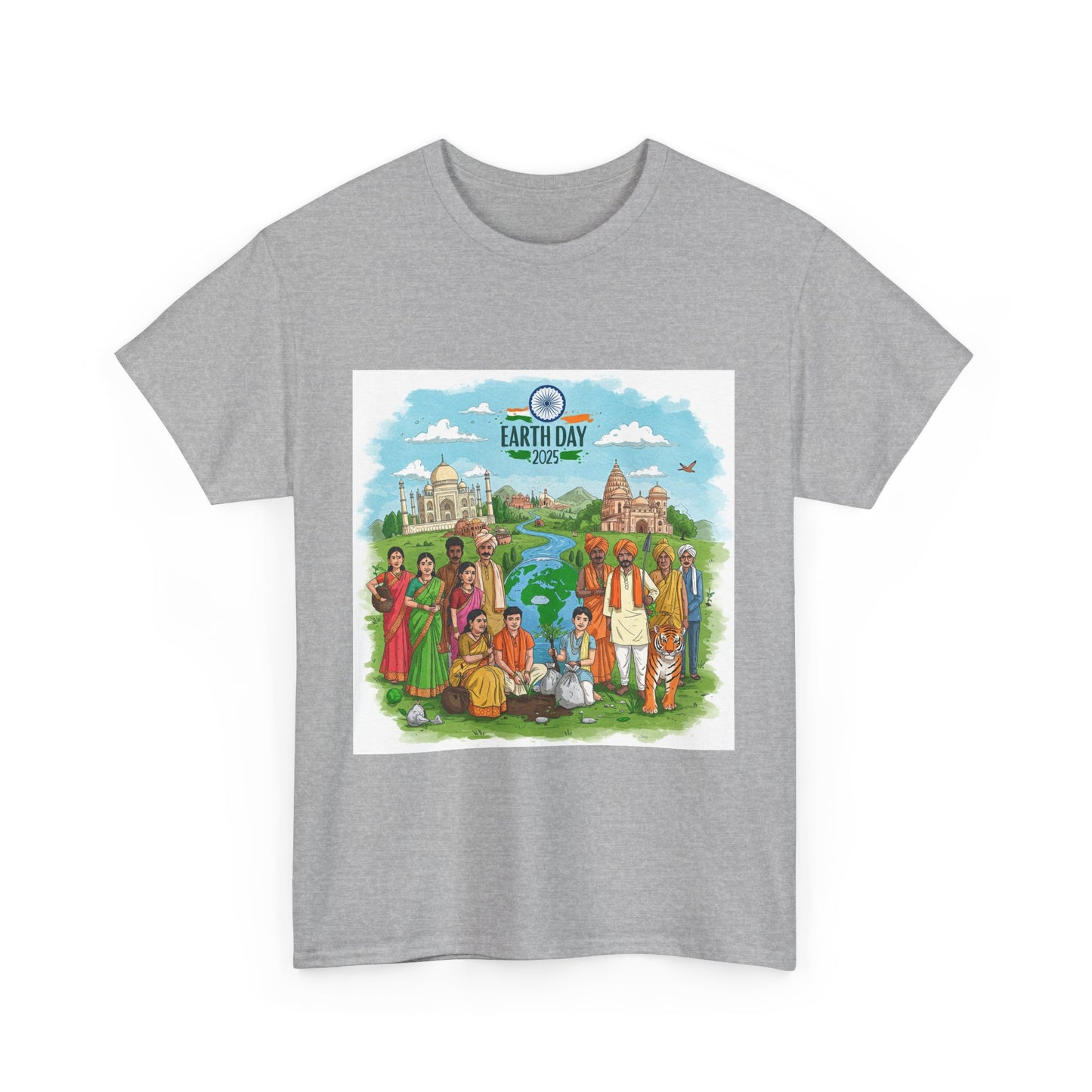 Earth Day 2025 India - Unisex Heavy Cotton Tee - Eco-Friendly Graphic Tee for Environmental Activists