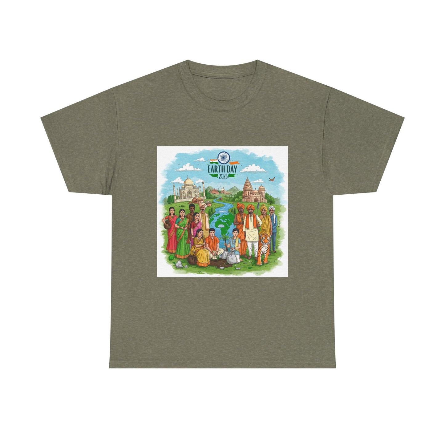 Earth Day 2025 India - Unisex Heavy Cotton Tee - Eco-Friendly Graphic Tee for Environmental Activists